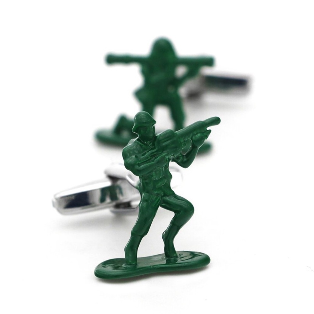 Green Army Men Military Soldier Cufflinks - Picture 3 of 15